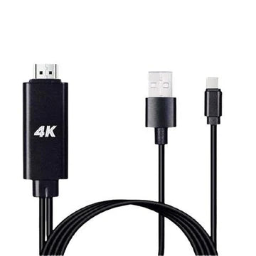 כבל מ HDMI לטייפ סי + חיבור USB לחשמל