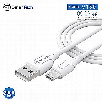כבל טעינה מיקרו USB דגם V150 מבית SmarTech באורך 2 מטר