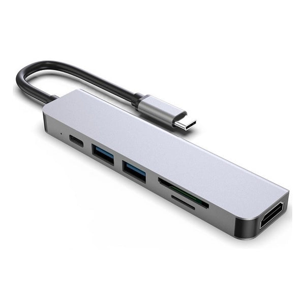 מתאם 6 ב-1 מטייפ סי ל-HDMI 4K ו3 כניסות USB 3.0, חריצי SD/TF וטעינה מהירה Airsky