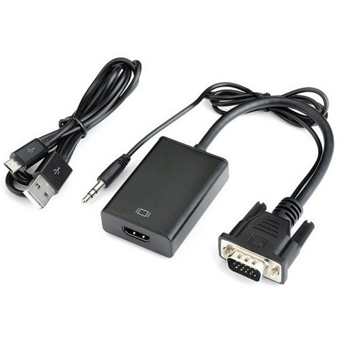 כבל ממיר VGA + אודיו PL3.5 ל-HDMI (במסך HDMI, במחשב VGA)