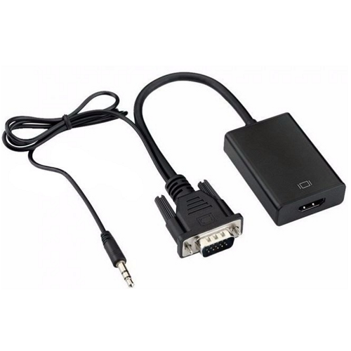 כבל ממיר VGA + אודיו PL3.5 ל-HDMI (במסך HDMI, במחשב VGA)