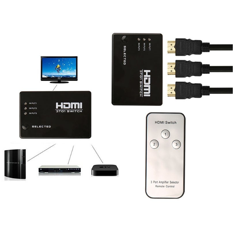 מפצל HDMI ל-3 יציאות HDMI SWITCH 3 TO 1